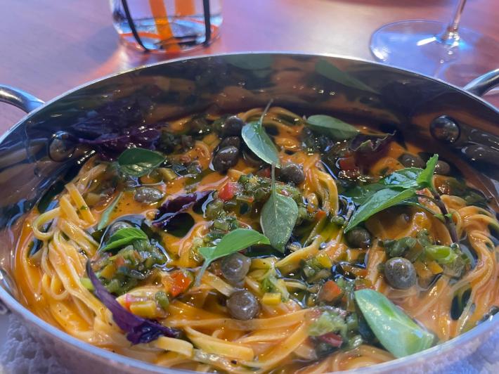 Tagliolino freddo con anguria e peperoncino