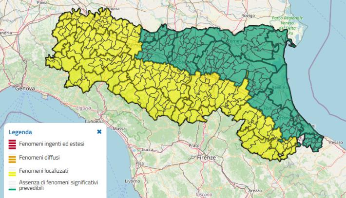 Temporali, vento e rischio piene: a mezzanotte scatta l'allerta gialla