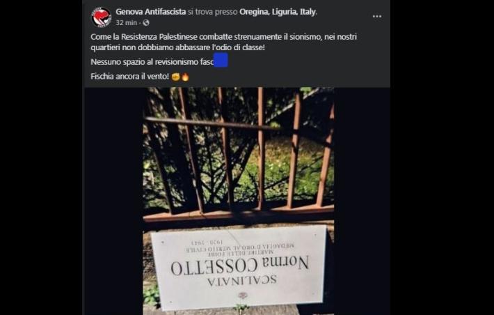 Divelta un'altra volta a Genova la targa dedicata a Norma Cossetto