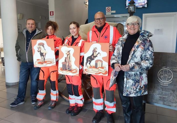 Domani a Colorno i cavalli della pittrice parmigiana Roberta Musi con i panettoni della solidariet&agrave; della Pubblica Assistenza