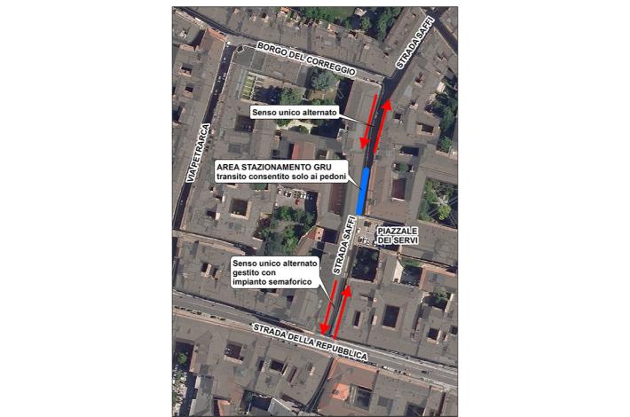 Temporanee modifiche alla circolazione stradale in via Saffi