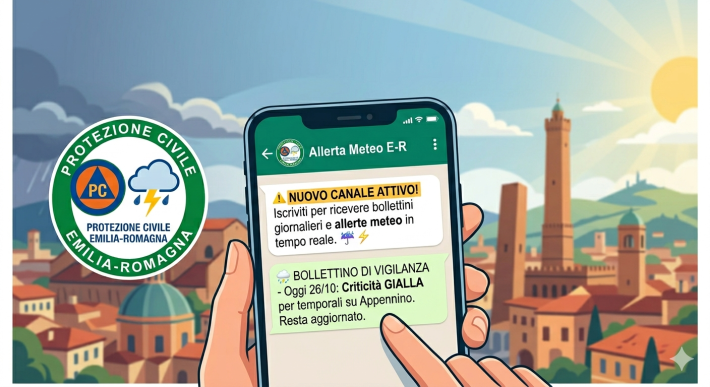 Aggiornamenti in tempo reale: attivo il nuovo canale Whatsapp di &lsquo;"Allerta meteo Emilia-Romagna" 