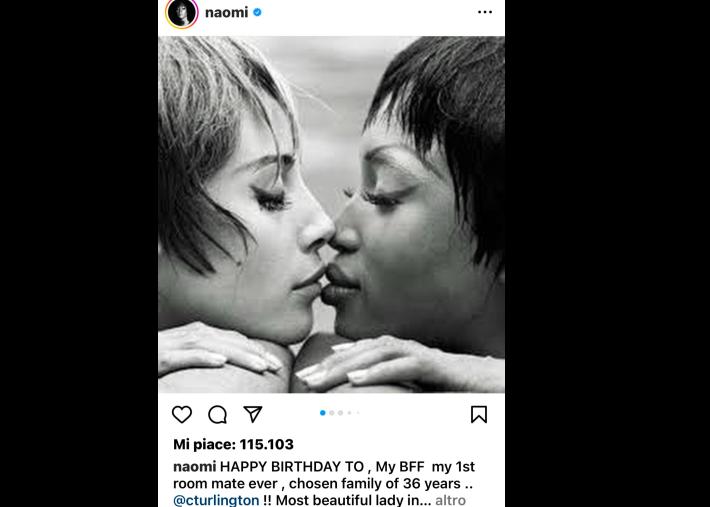 Naomi Campbell posta un bacio sfiorato con Christy Turlington e...  Instagram impazzisce
