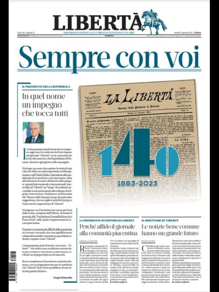 Editoria: festa a Libert&agrave;, 140 anni di informazione a Piacenza
