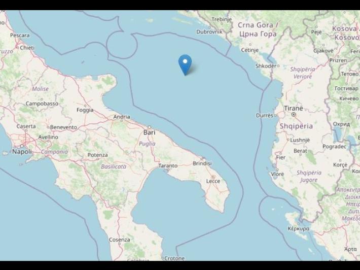 Sisma di magnitudo 4.7 in Adriatico, avvertito anche in Puglia