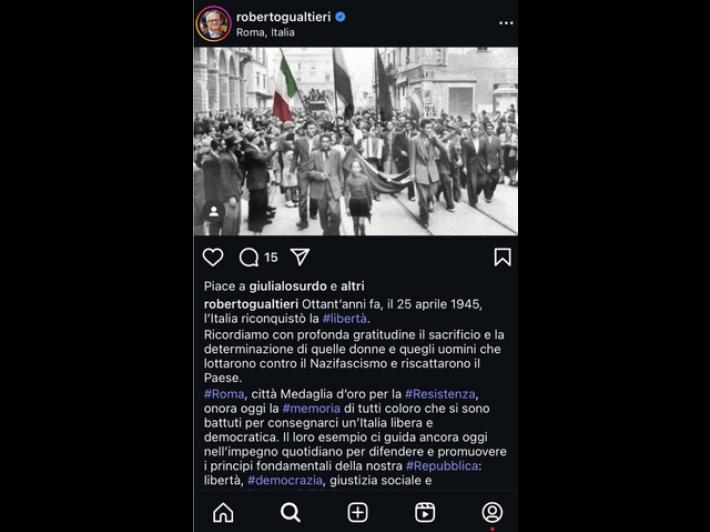 Gualtieri, celebro 25 aprile, un pensiero a Papa Francesco