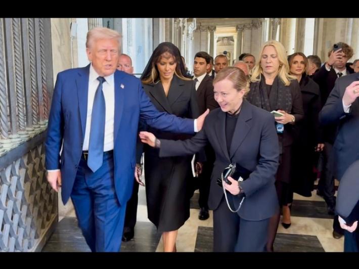 Breve colloquio tra Meloni e Trump dopo il funerale del Papa