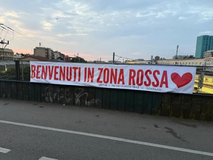 Striscione contro prefetto e questore di Padova per zona rossa