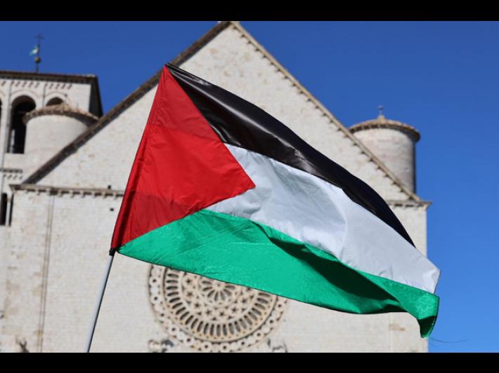 Presidio pro-Pal all'inaugurazione del Festival della scienza