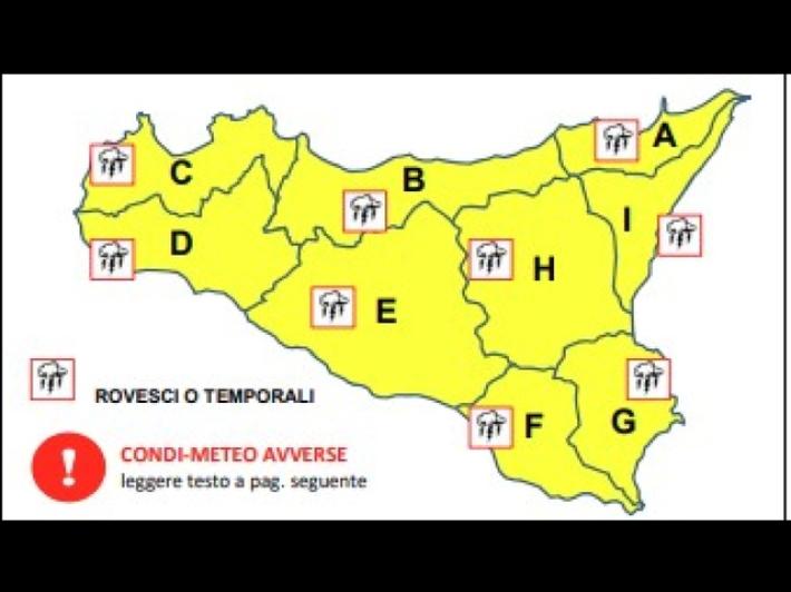 Allerta meteo gialla, rischio piogge abbondanti sulla Sicilia