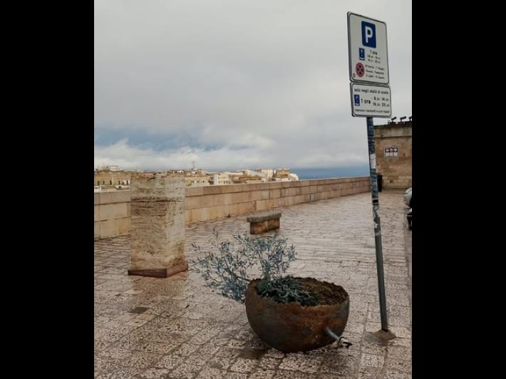 Forte vento a Matera, danneggiata una scultura nel centro storico