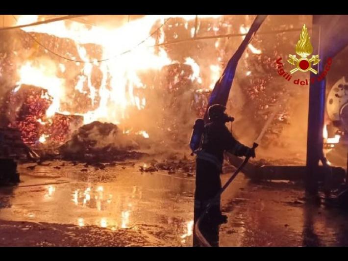Vasto incendio in un'azienda agricola nel Pordenonese