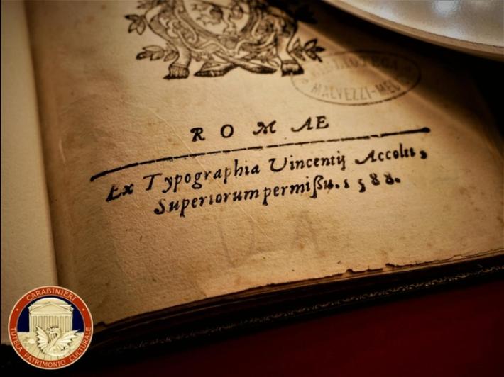 Restituito all'Archiginnasio di Bologna un rarissimo opuscolo del '500