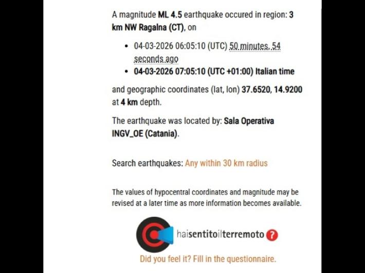 Terremoto sull'Etna, nessun danno ma scuole chiuse a Catania