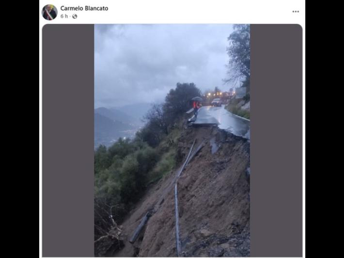 Frana strada nel Messinese, in paese non possono arrivare mezzi di soccorso