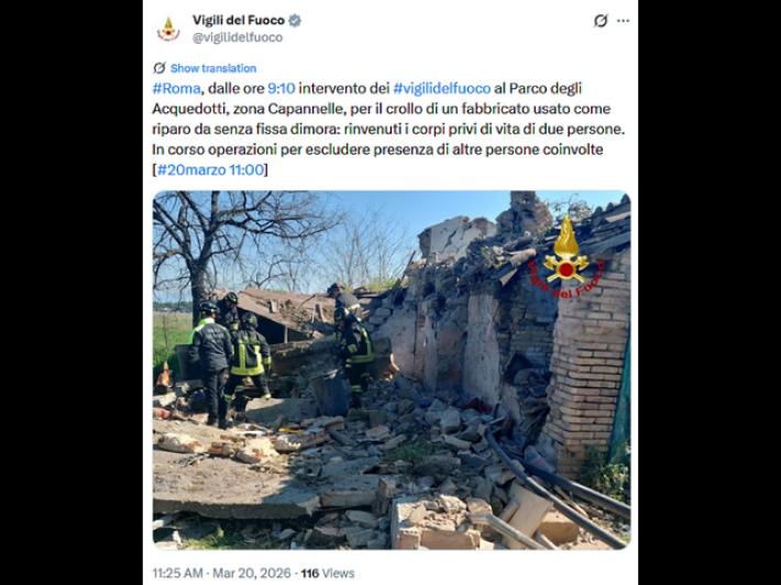 Morti in crollo casale, ipotesi azione nelle prossime settimane