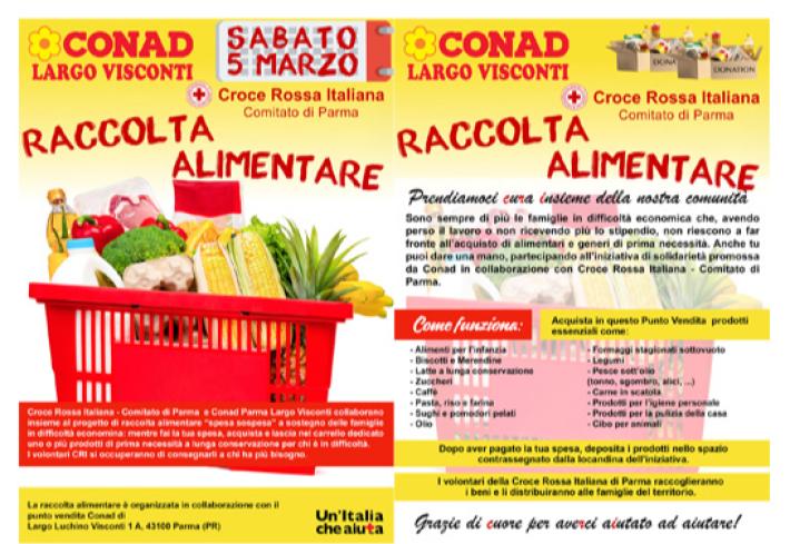 Comunicato Stampa 001/2022 - Sabato 5 marzo importante raccolta alimentare promossa da Conad Largo Visconti in collaborazione con Croce Rossa Parma