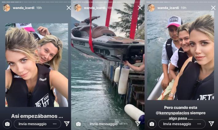 Wanda Nara si ribalta con moto acqua sul lago di Como, solo spavento