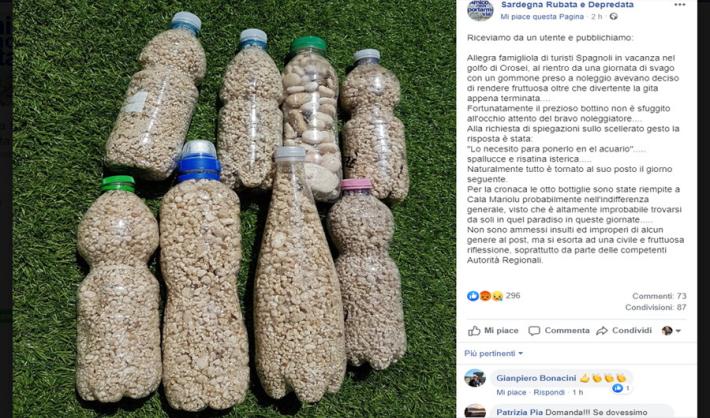 Spiagge sarde depredate, turisti rubano bottiglie di ciottoli a Cala Mariolu
