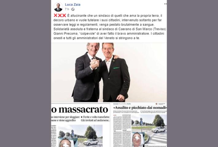 Cerca far allontanare  i nomadi, picchiato un sindaco del Trevigiano 