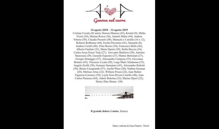 Ponte Morandi, un anno dopo - Due gabbiani volano sul cielo di Genova