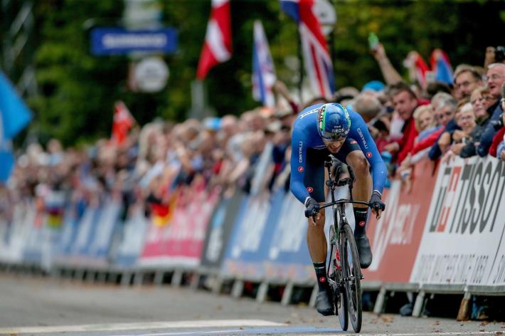 Mondiali, Ganna medaglia di bronzo nella cronometro