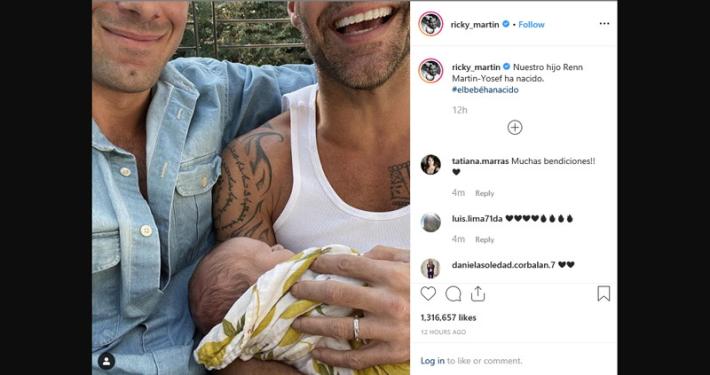 'E' nato Renn': Ricky Martin padre per la quarta volta 