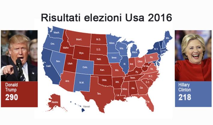 Trump trionfa: &egrave; il 45&deg; presidente. Hillary Clinton: "Sconfitta dolorosa" 
