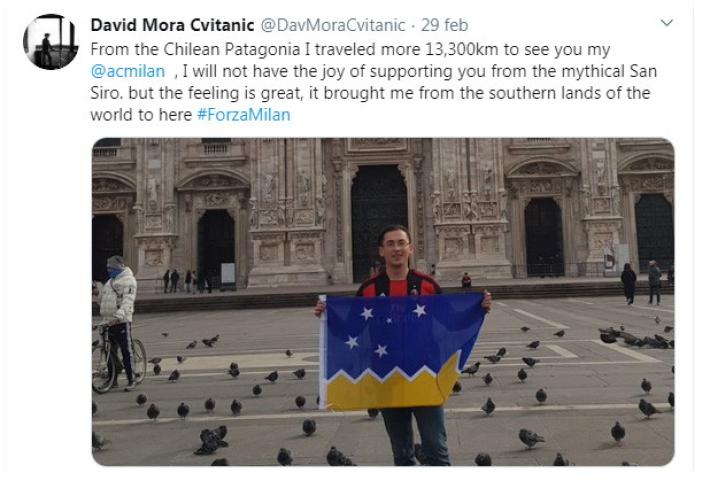 Dalla Patagonia per vedere il Milan ma non si gioca