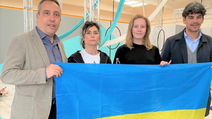 Fidenza, l'esibizione di Olena, la campionessa fuggita dall'Ucraina