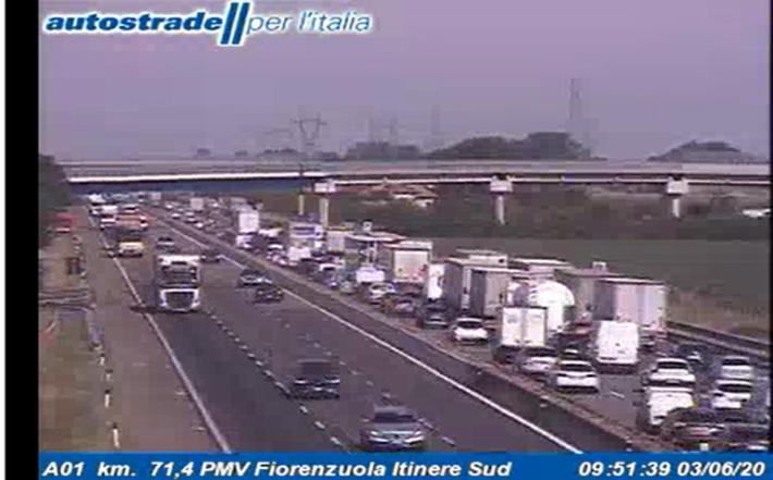 Fase 3, prime code in A1:  7 km tra Fidenza e Piacenza