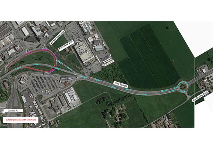 Lavori alla rotatoria: ecco come cambia l'accesso al casello dell'A1