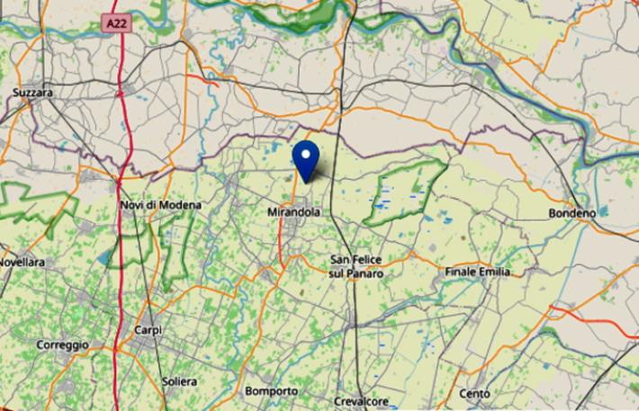 Mirandola, scossa di terremoto di magnitudo 2,4