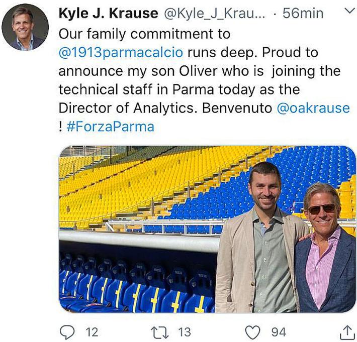 Kyle Krause annuncia l'ingresso del figlio nello staff tecnico: sar&agrave; match analyst