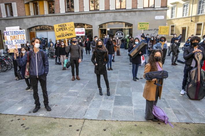 La protesta dei ragazzi del Conservatorio 