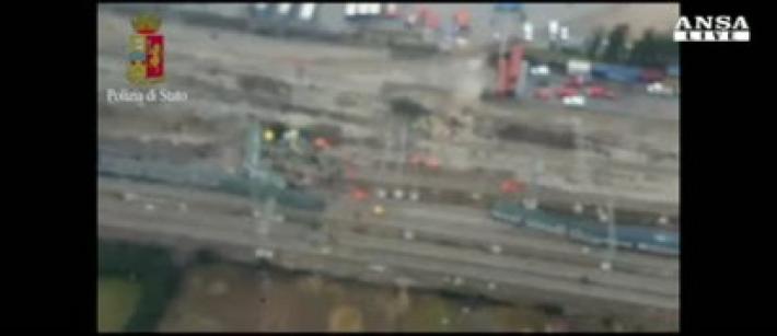 Treno deragliato: il disastro visto dall'alto