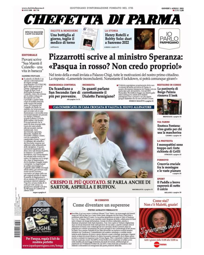 Il pesce d'aprile di Io Parlo Parmigiano, una finta Gazzetta di Parma