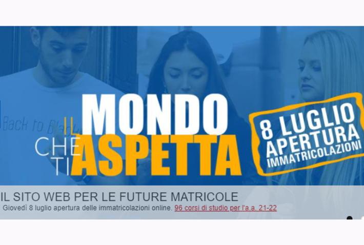 Immatricolazioni 2021-22: gi&agrave; aperte le registrazioni al sito web dell'Universit&agrave;