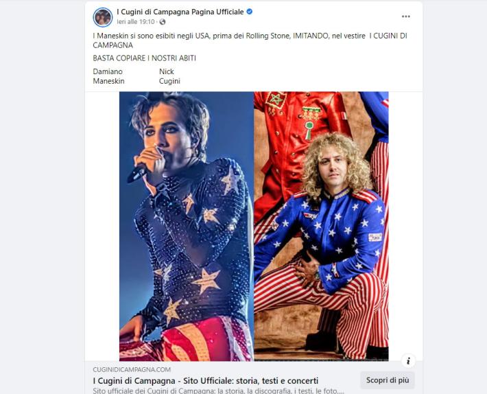 I Cugini di Campagna: "I Maneskin copiano i nostri abiti"