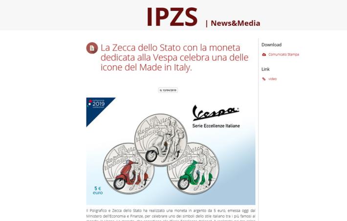 Una moneta da 5 euro in argento per celebrare la Vespa
