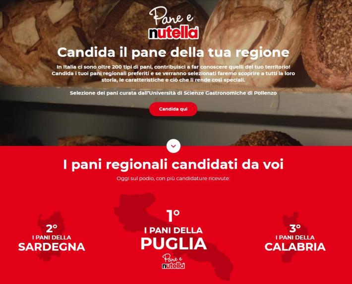Nutella, prorogata l'iniziativa "Candida il pane della tua Regione"