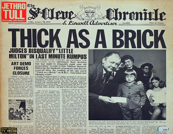 &ldquo;Thick as a brick&rdquo;, un altro capolavoro dei Jethro Tull