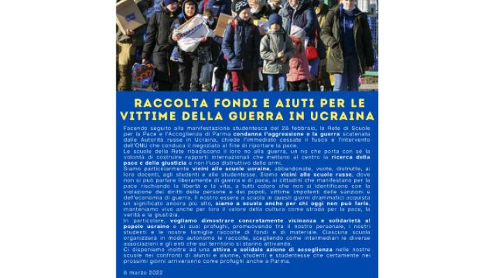 La Rete Scuole Pace di Parma lancia una Raccolta fondi e aiuti per la vittima della guerra in Ucraina