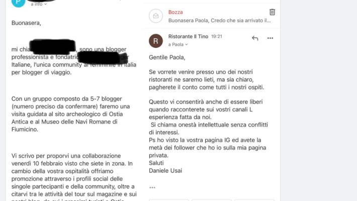 La blogger ci prova: "Pranzo per 7 persone in cambio di un post". Ma lo che stellato non ci sta: "Siete benvenuti ma pagherete come tutti" 