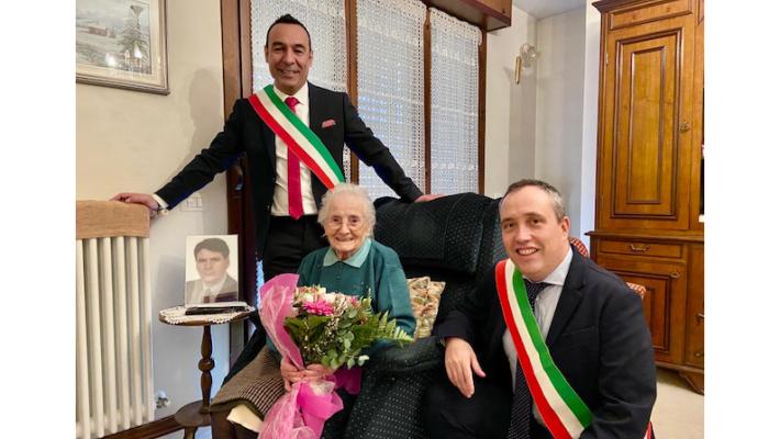 102 anni per Giannina Malanca, festa con due sindaci 