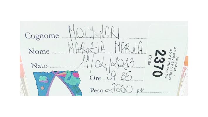  È nata Marzia Maria Molinari