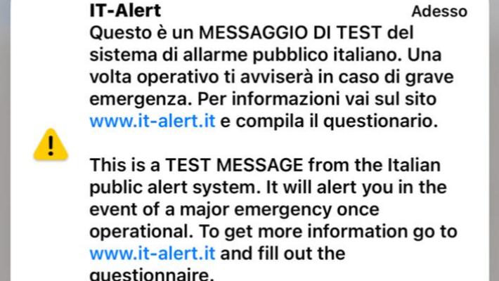 Ore 12 messaggio IT alert arrivato: suono particolare e testo come prova di "grave emergenza"