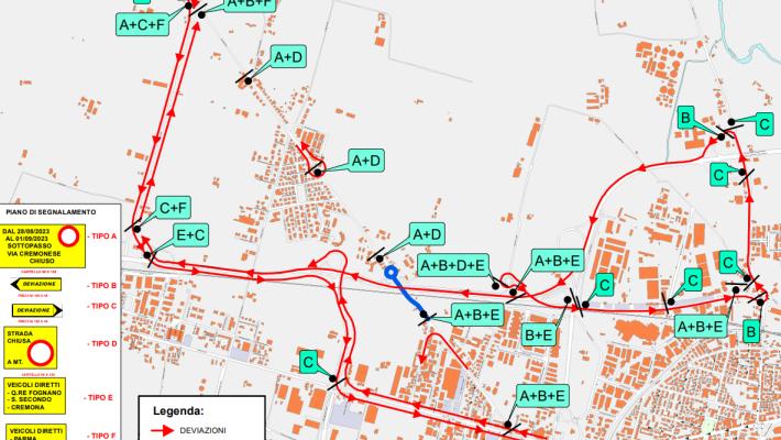 Asfaltature dal 28 agosto all'8 settembre in via Cremonese: le modifiche alla viabilità - Mappa 