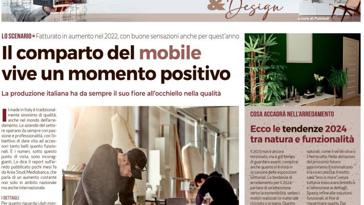 Domani con la Gazzetta un  inserto di 8 pagine su arredamento e design