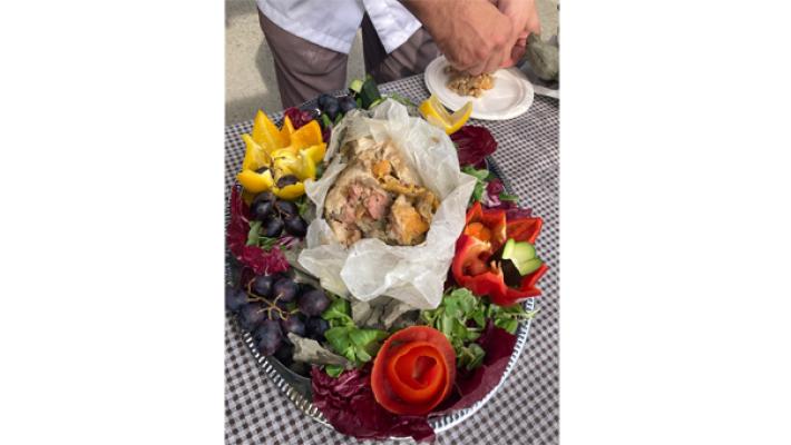 Faraona alla creta: Showcooking in riva a Po